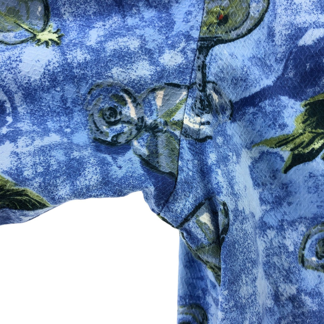 00'S Columbia RIVER LODGE Open Collar Hawaiian Aloha Shirt Box Shirt Men's XL cotton blue type Vintage Second Hand