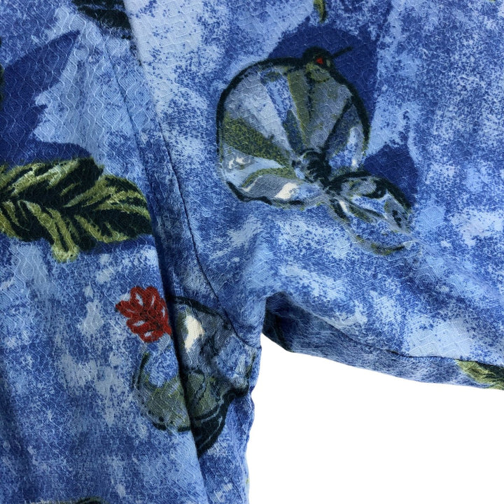 00'S Columbia RIVER LODGE Open Collar Hawaiian Aloha Shirt Box Shirt Men's XL cotton blue type Vintage Second Hand