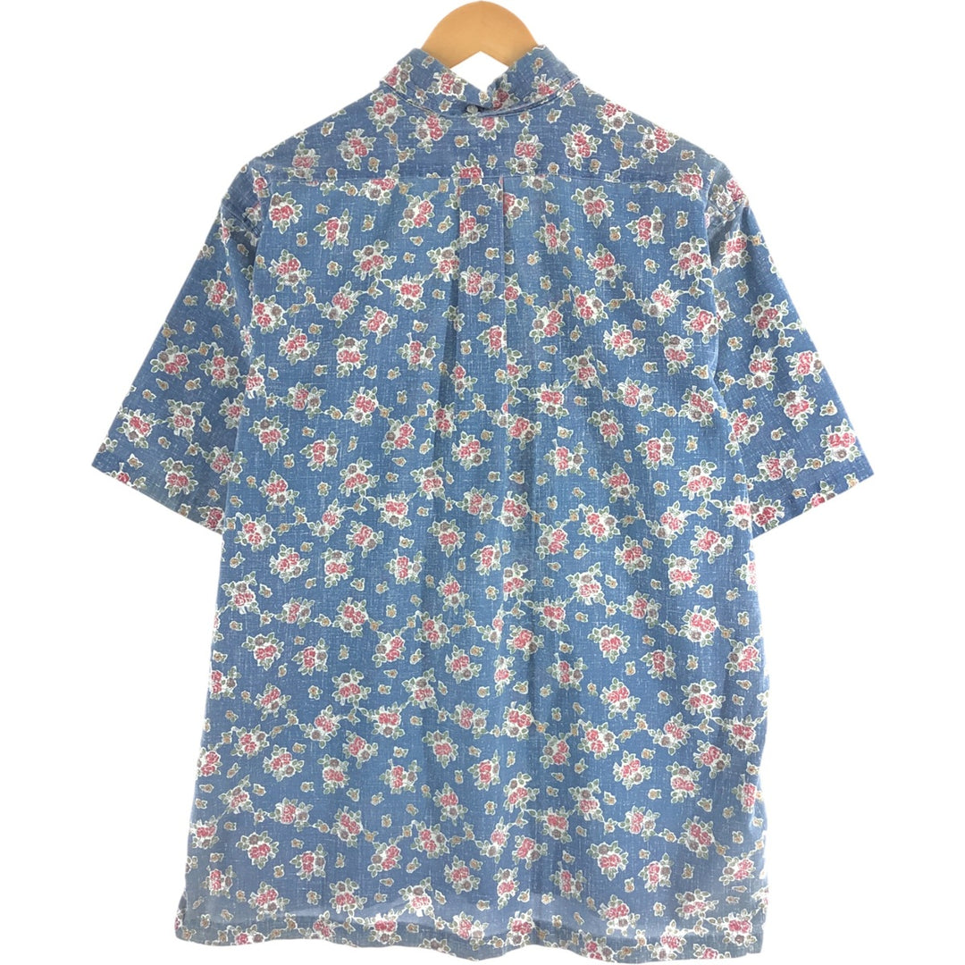 90'S Reyn Spooner Swimsuit Tag All-Over Print Pullover Button-Down Hawaiian Aloha Shirt Box Shirt Men's L Size cotton blue type Vintage Second Hand