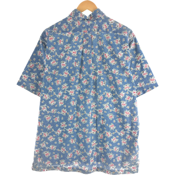 90'S Reyn Spooner Swimsuit Tag All-Over Print Pullover Button-Down Hawaiian Aloha Shirt Box Shirt Men's L Size cotton blue type Vintage Second Hand