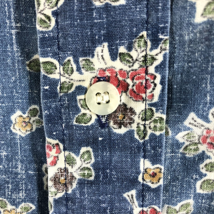 90'S Reyn Spooner Swimsuit Tag All-Over Print Pullover Button-Down Hawaiian Aloha Shirt Box Shirt Men's L Size cotton blue type Vintage Second Hand