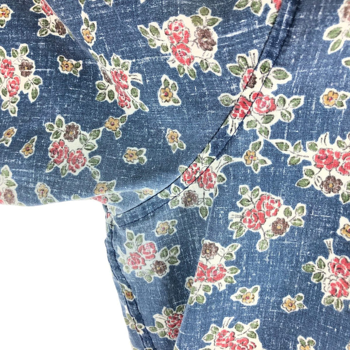 90'S Reyn Spooner Swimsuit Tag All-Over Print Pullover Button-Down Hawaiian Aloha Shirt Box Shirt Men's L Size cotton blue type Vintage Second Hand
