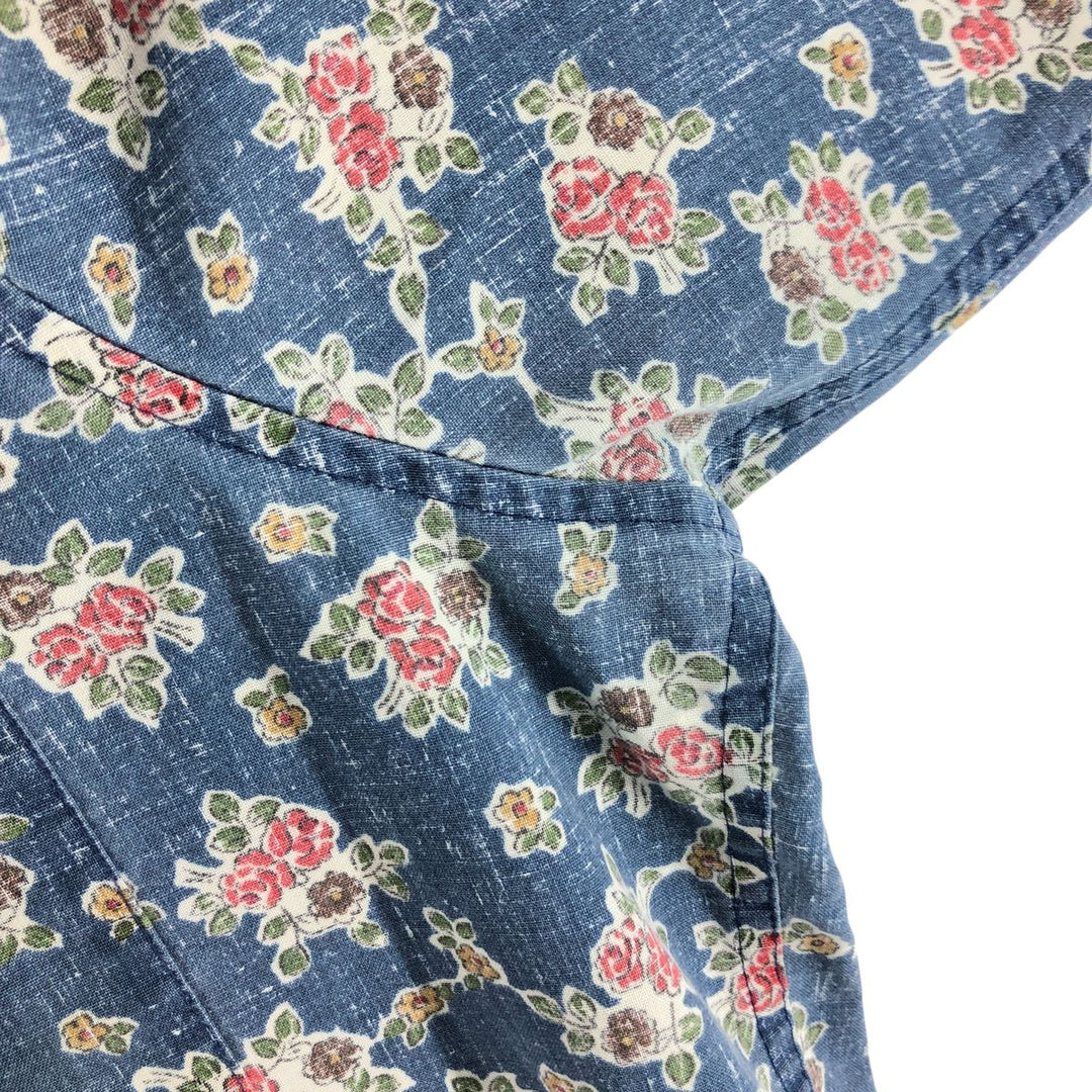 90'S Reyn Spooner Swimsuit Tag All-Over Print Pullover Button-Down Hawaiian Aloha Shirt Box Shirt Men's L Size cotton blue type Vintage Second Hand