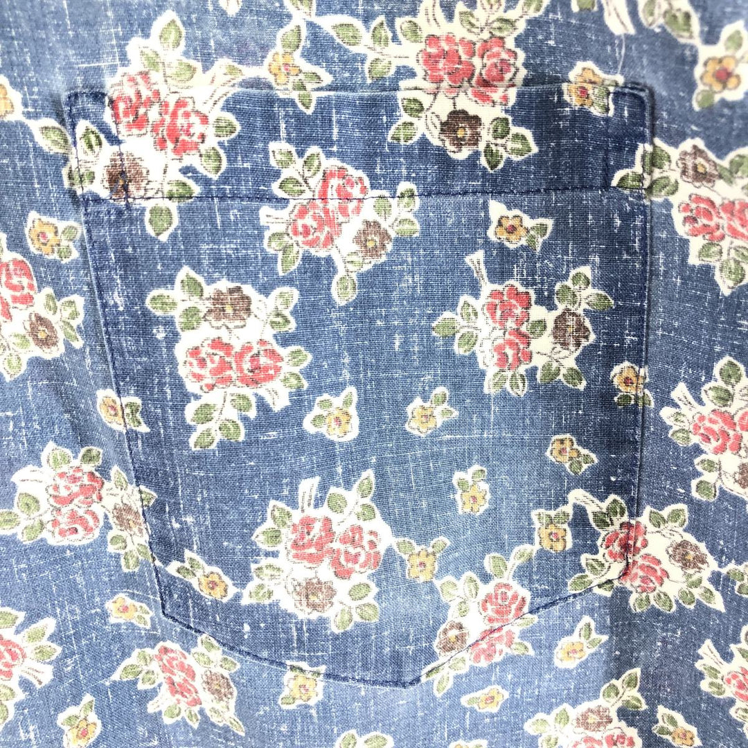 90'S Reyn Spooner Swimsuit Tag All-Over Print Pullover Button-Down Hawaiian Aloha Shirt Box Shirt Men's L Size cotton blue type Vintage Second Hand
