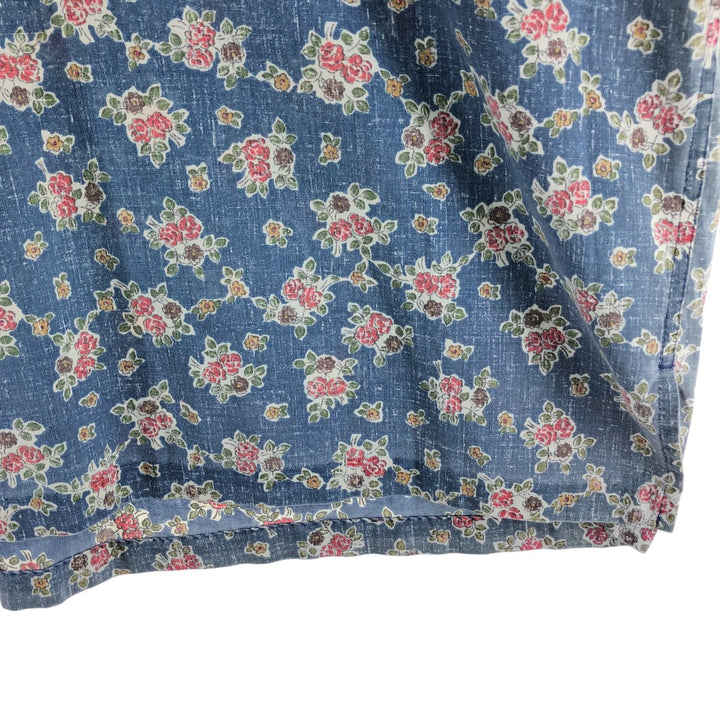 90'S Reyn Spooner Swimsuit Tag All-Over Print Pullover Button-Down Hawaiian Aloha Shirt Box Shirt Men's L Size cotton blue type Vintage Second Hand