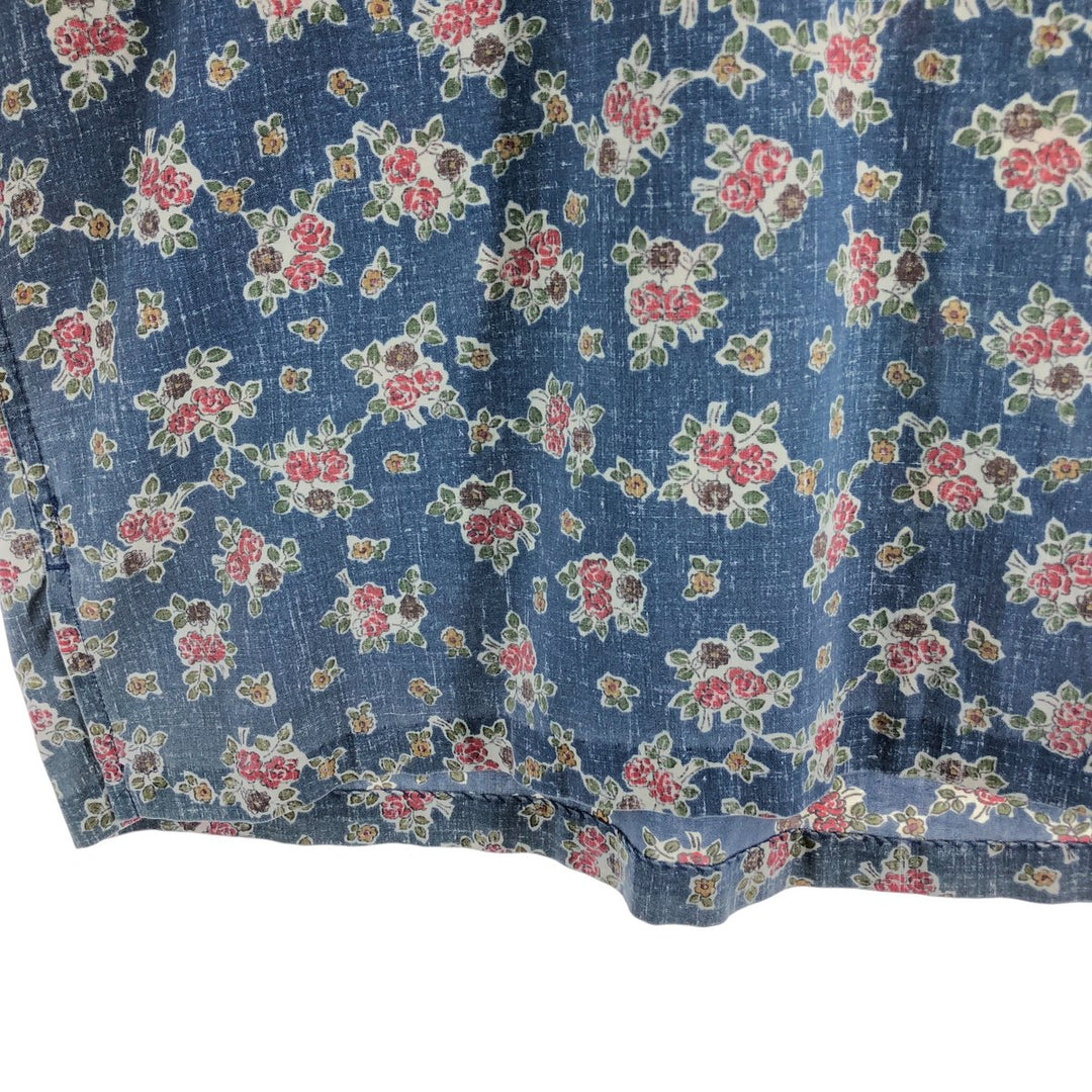 90'S Reyn Spooner Swimsuit Tag All-Over Print Pullover Button-Down Hawaiian Aloha Shirt Box Shirt Men's L Size cotton blue type Vintage Second Hand