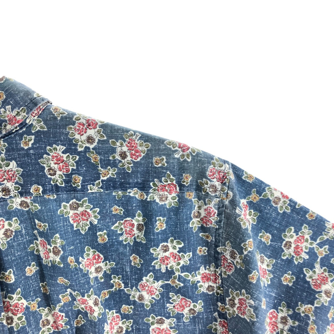 90'S Reyn Spooner Swimsuit Tag All-Over Print Pullover Button-Down Hawaiian Aloha Shirt Box Shirt Men's L Size cotton blue type Vintage Second Hand