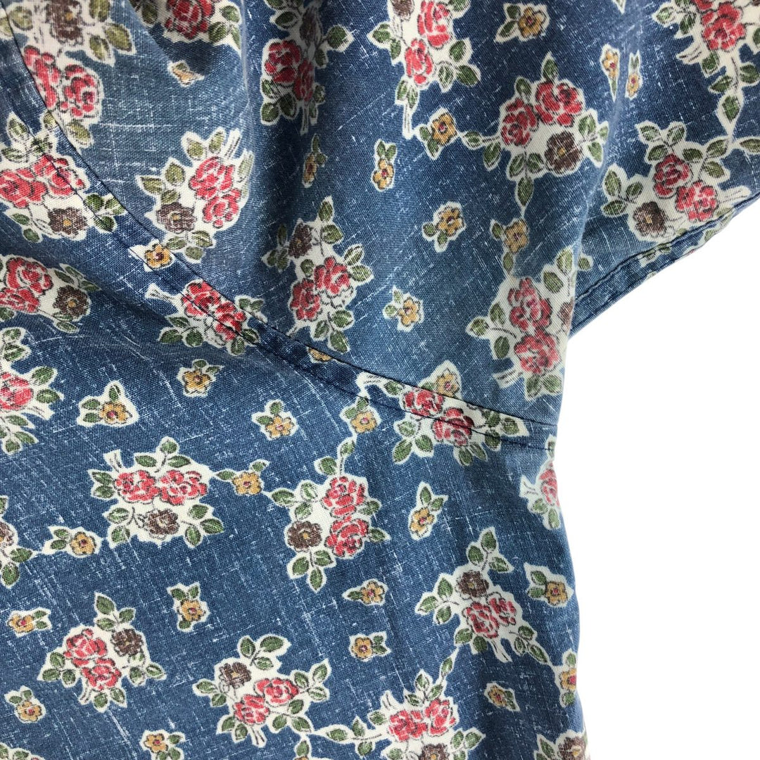 90'S Reyn Spooner Swimsuit Tag All-Over Print Pullover Button-Down Hawaiian Aloha Shirt Box Shirt Men's L Size cotton blue type Vintage Second Hand