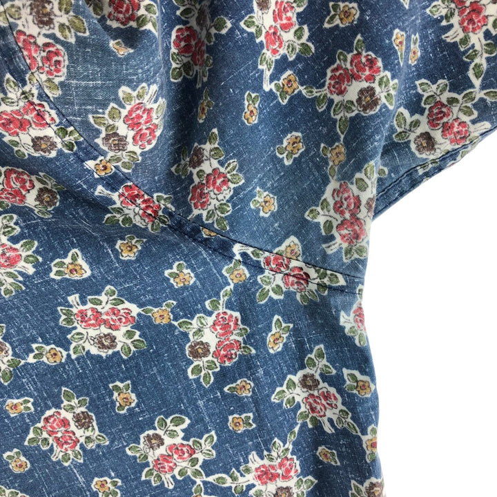 90'S Reyn Spooner Swimsuit Tag All-Over Print Pullover Button-Down Hawaiian Aloha Shirt Box Shirt Men's L Size cotton blue type Vintage Second Hand