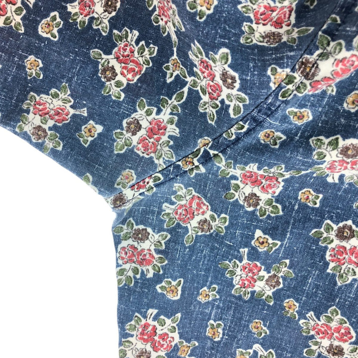 90'S Reyn Spooner Swimsuit Tag All-Over Print Pullover Button-Down Hawaiian Aloha Shirt Box Shirt Men's L Size cotton blue type Vintage Second Hand
