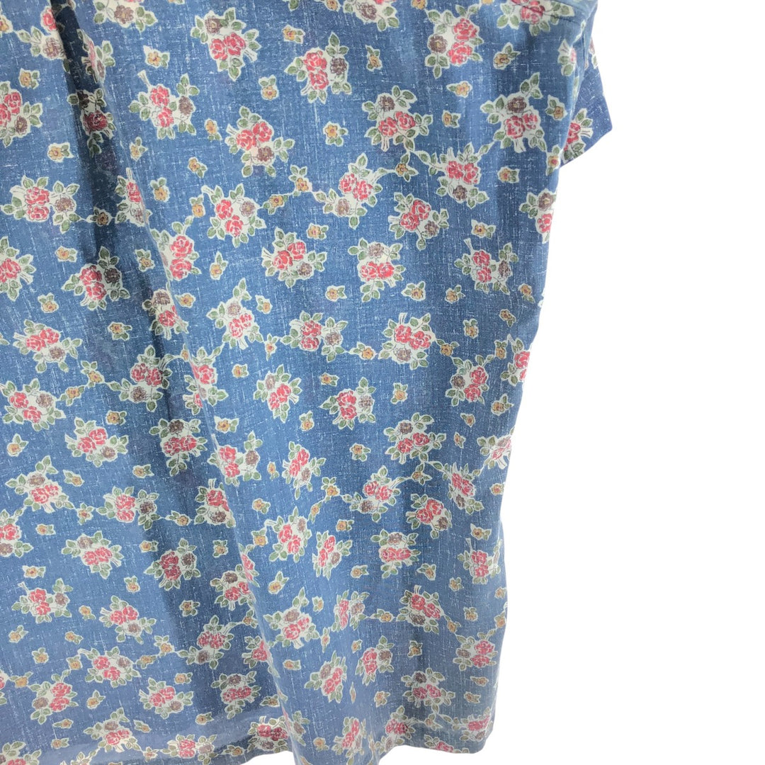 90'S Reyn Spooner Swimsuit Tag All-Over Print Pullover Button-Down Hawaiian Aloha Shirt Box Shirt Men's L Size cotton blue type Vintage Second Hand