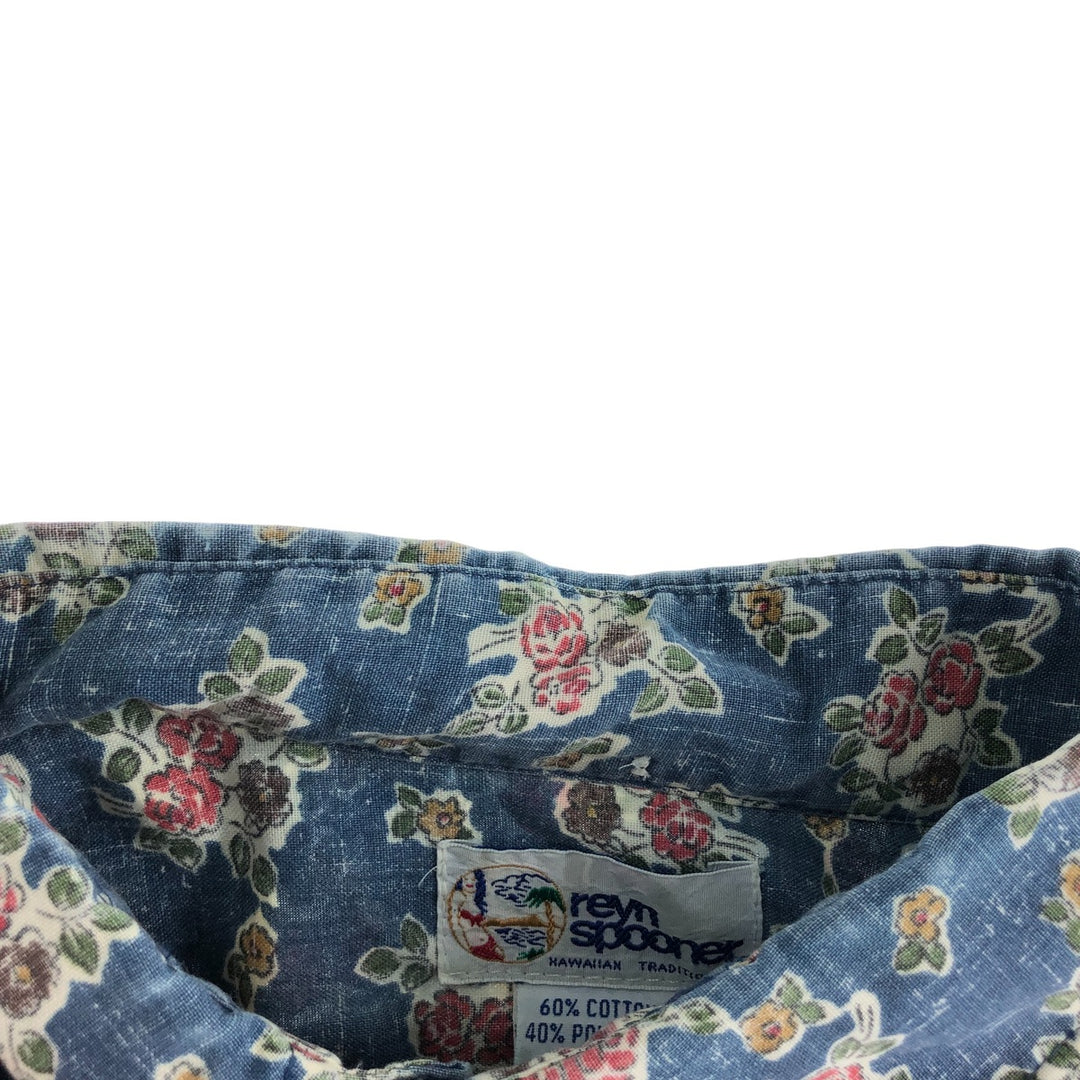 90'S Reyn Spooner Swimsuit Tag All-Over Print Pullover Button-Down Hawaiian Aloha Shirt Box Shirt Men's L Size cotton blue type Vintage Second Hand