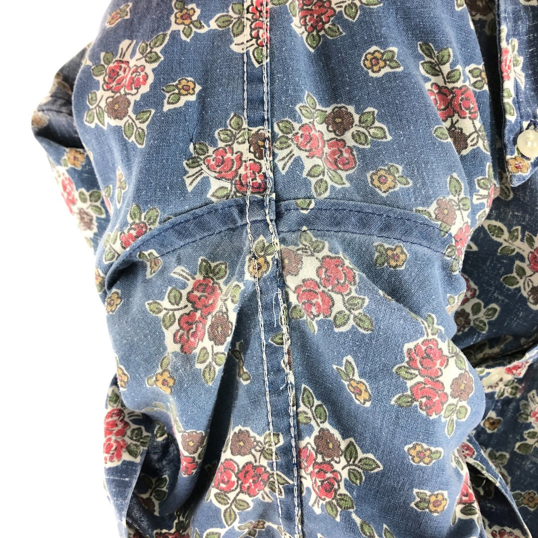 90'S Reyn Spooner Swimsuit Tag All-Over Print Pullover Button-Down Hawaiian Aloha Shirt Box Shirt Men's L Size cotton blue type Vintage Second Hand