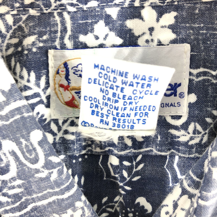 90'S Reyn Spooner Swimsuit Tag All-Over Print Button-Down Hawaiian Aloha Shirt Box Shirt Men's Medium cotton Navy blue Vintage Second Hand