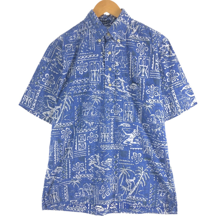 90'S Reyn Spooner Swimsuit Tag All-Over Print Pullover Button-Down Hawaiian Aloha Shirt Box Shirt Men's S Size cotton blue type Vintage Second Hand