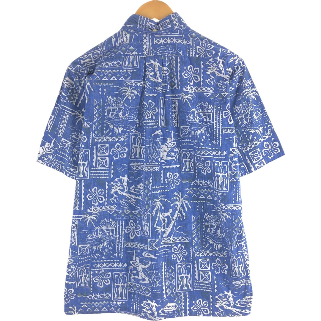 90'S Reyn Spooner Swimsuit Tag All-Over Print Pullover Button-Down Hawaiian Aloha Shirt Box Shirt Men's S Size cotton blue type Vintage Second Hand