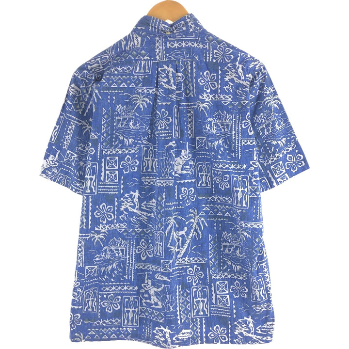 90'S Reyn Spooner Swimsuit Tag All-Over Print Pullover Button-Down Hawaiian Aloha Shirt Box Shirt Men's S Size cotton blue type Vintage Second Hand