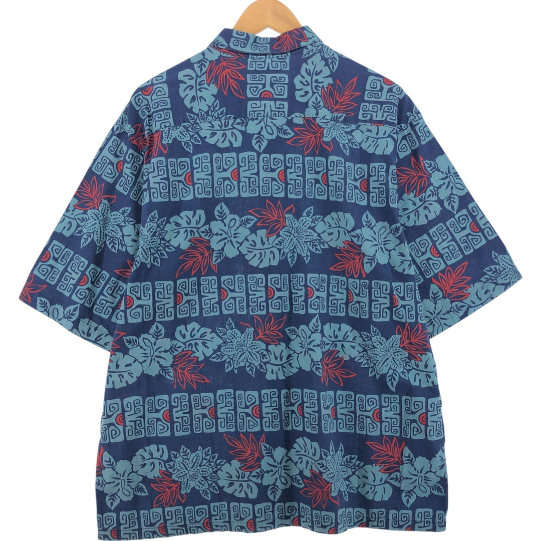 90'S Reyn Spooner Joe Ke Alohas All-Over Print Hawaiian Aloha Shirt Box Shirt Men's XL Vintage cotton navy blue type Vintage Second Hand