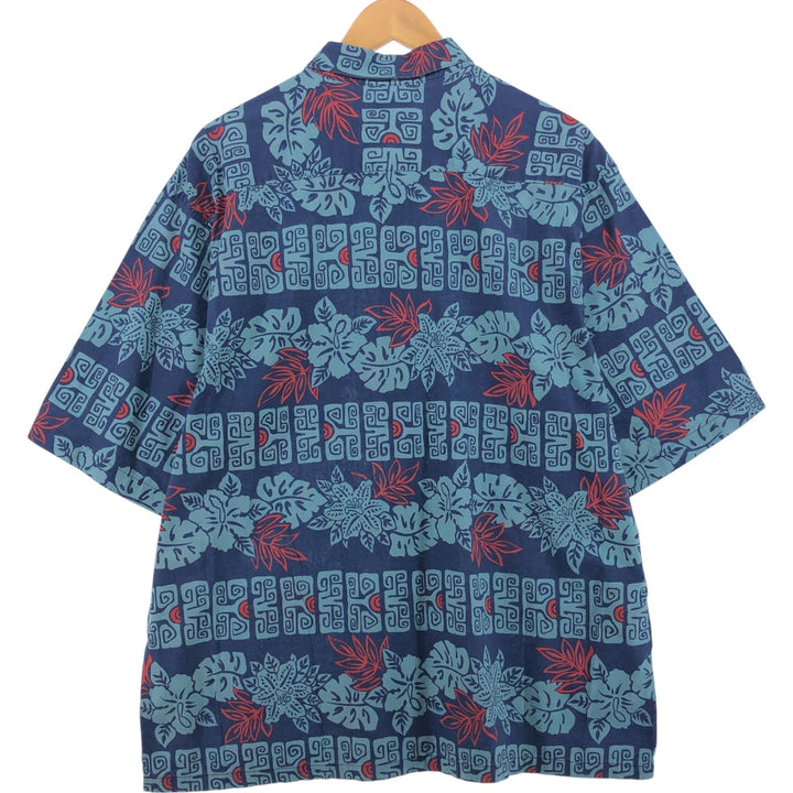 90'S Reyn Spooner Joe Ke Alohas All-Over Print Hawaiian Aloha Shirt Box Shirt Men's XL Vintage cotton navy blue type Vintage Second Hand