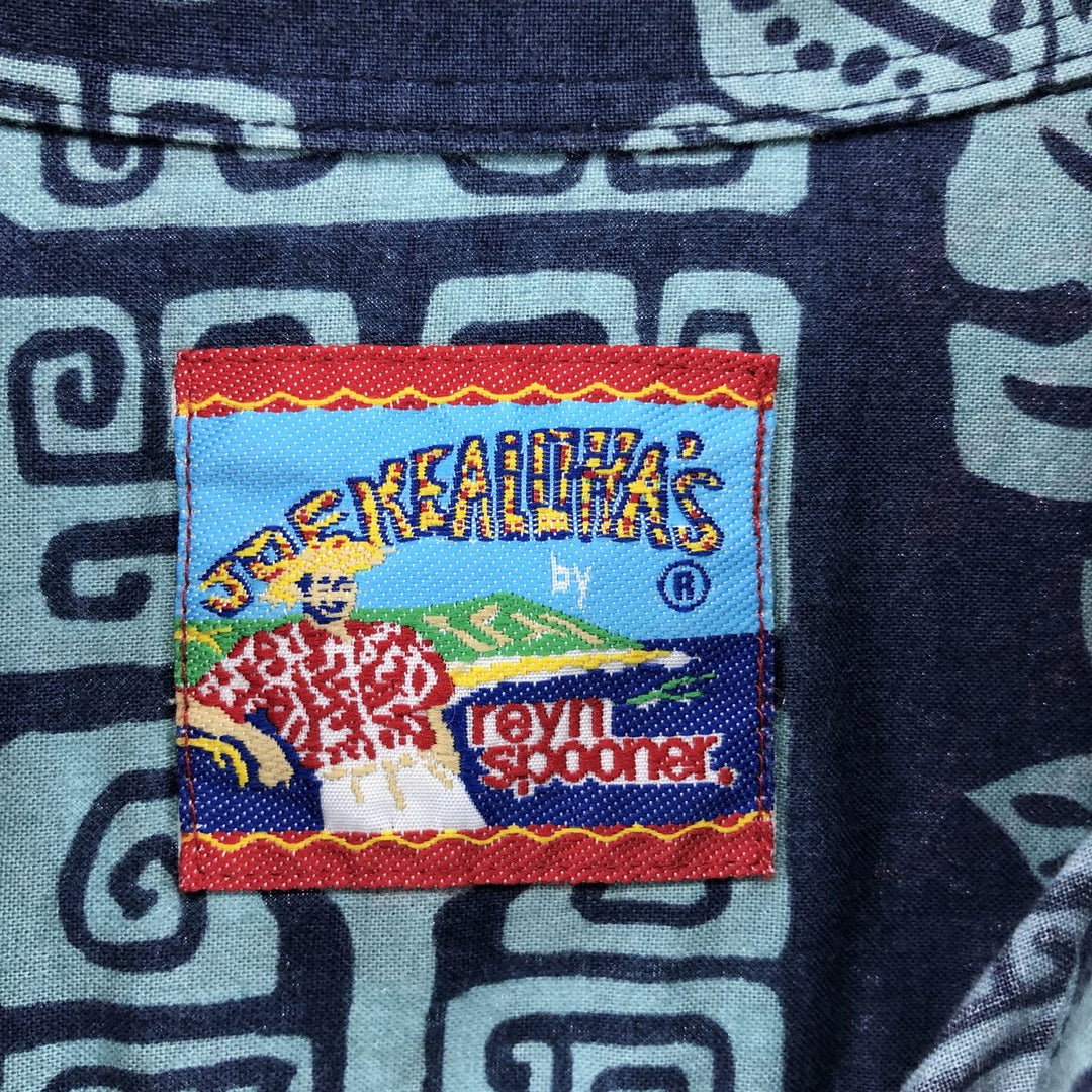 90'S Reyn Spooner Joe Ke Alohas All-Over Print Hawaiian Aloha Shirt Box Shirt Men's XL Vintage cotton navy blue type Vintage Second Hand
