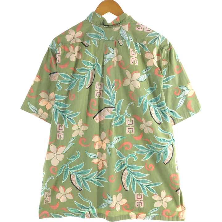 Reyn Spooner Phil Edwards All-Over Print Pullover Button-Down Hawaiian Aloha Shirt Men's XL cotton green type yellow green Vintage Second Hand