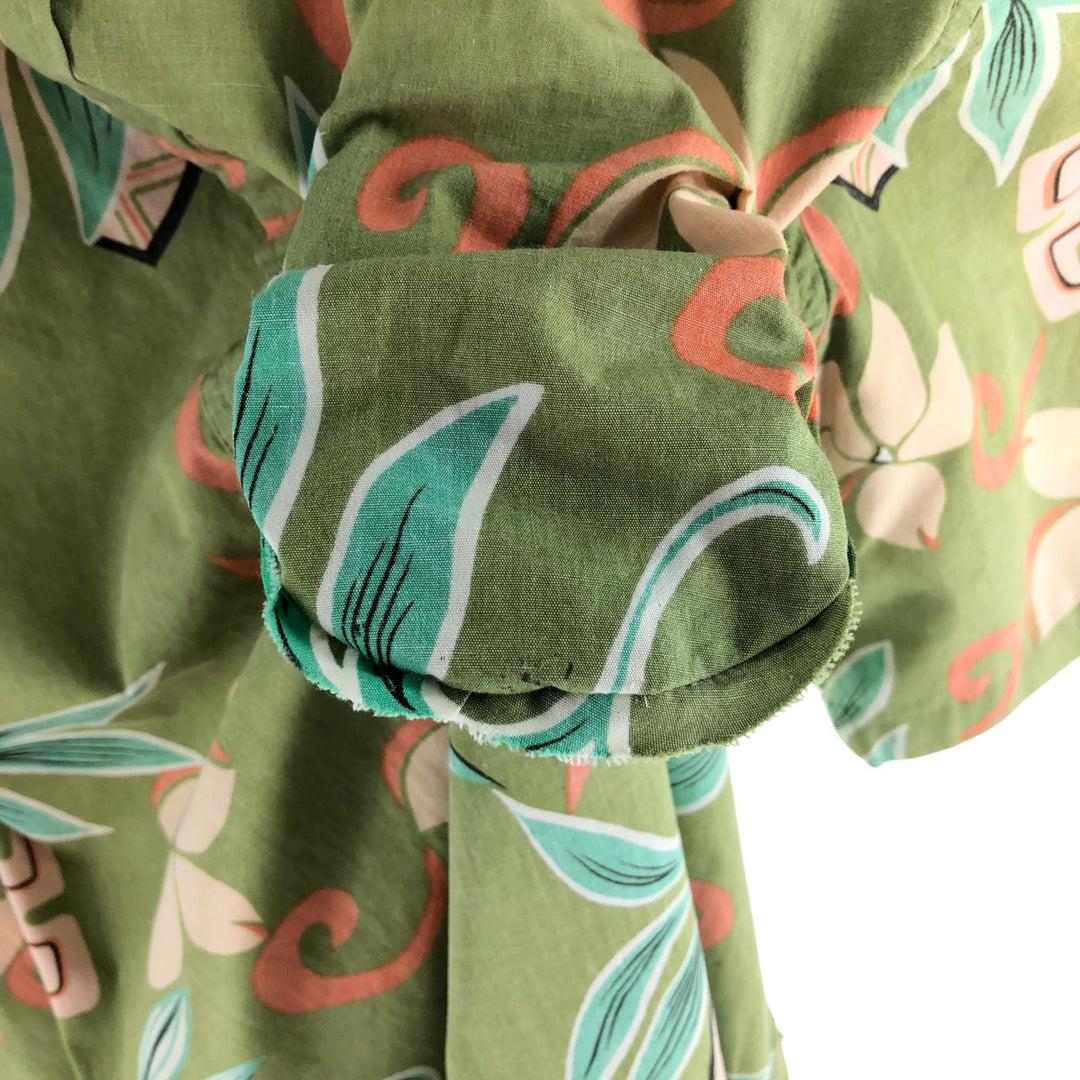 Reyn Spooner Phil Edwards All-Over Print Pullover Button-Down Hawaiian Aloha Shirt Men's XL cotton green type yellow green Vintage Second Hand