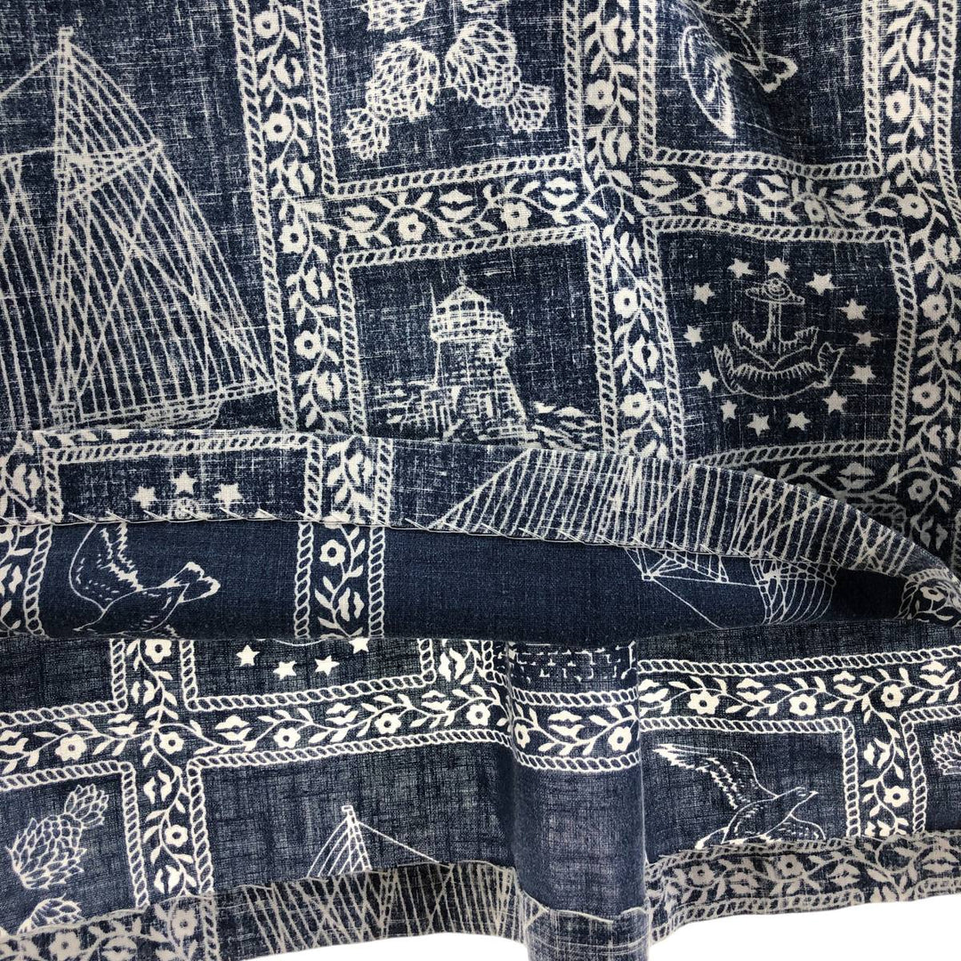 Reyn Spooner Swimwear Tag Lahaina Sailor Pullover Button-Down Aloha Shirt Made in Hawaii Men's Medium cotton navy blue type Vintage Second Hand