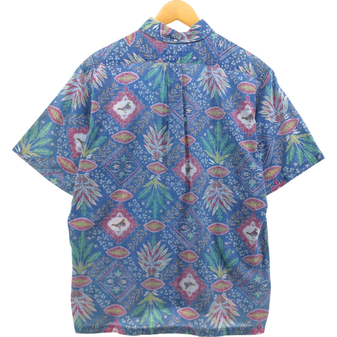90'S Reyn Spooner Swimsuit Tag All-Over Print Pullover Button-Down Hawaiian Aloha Shirt Box Shirt Men's L Size unclear blue type Vintage Second Hand