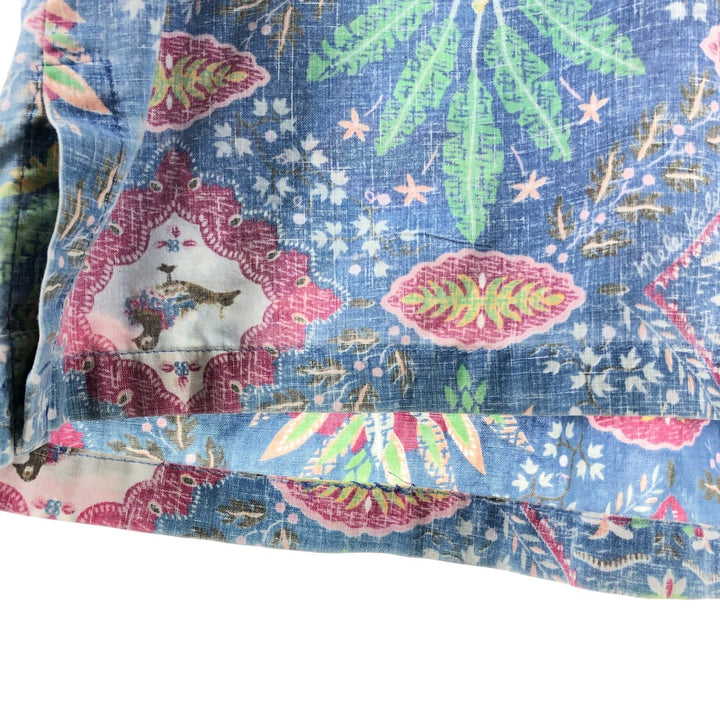 90'S Reyn Spooner Swimsuit Tag All-Over Print Pullover Button-Down Hawaiian Aloha Shirt Box Shirt Men's L Size unclear blue type Vintage Second Hand
