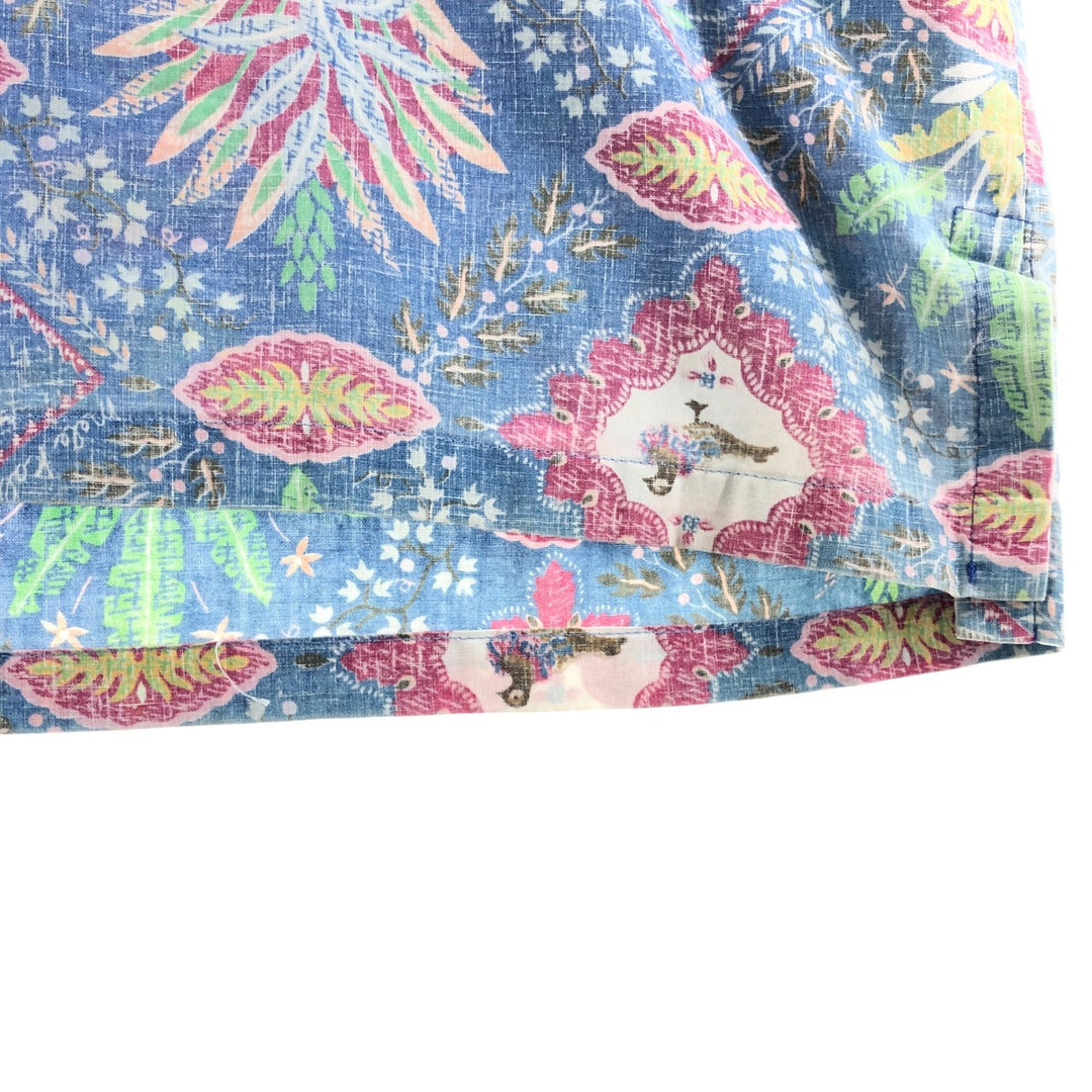 90'S Reyn Spooner Swimsuit Tag All-Over Print Pullover Button-Down Hawaiian Aloha Shirt Box Shirt Men's L Size unclear blue type Vintage Second Hand