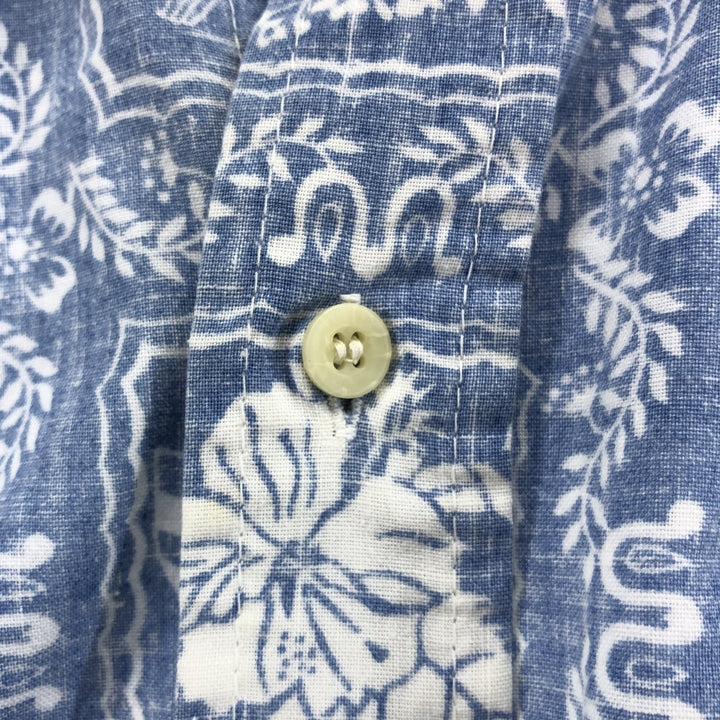 90'S Reyn Spooner Swimsuit Tag All-Over Print Button-Down Hawaiian Aloha Shirt Box Shirt Men's L Size unclear Blue type light blue Vintage Second Hand