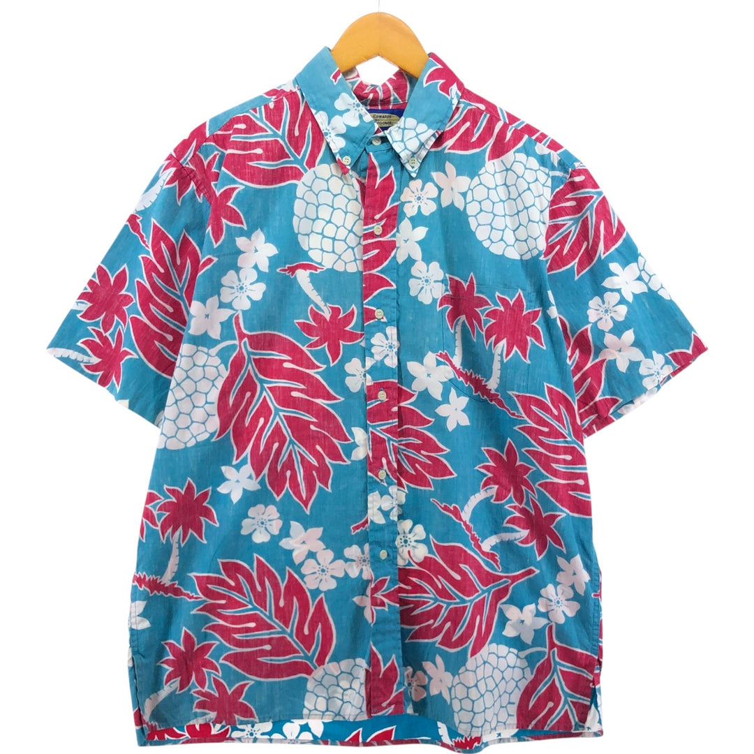 Reyn Spooner Phil Edwards All-over Botanical Pattern Button-down Hawaiian Aloha Shirt Box Shirt Men's Size L unclear Blue type light blue Vintage Second Hand