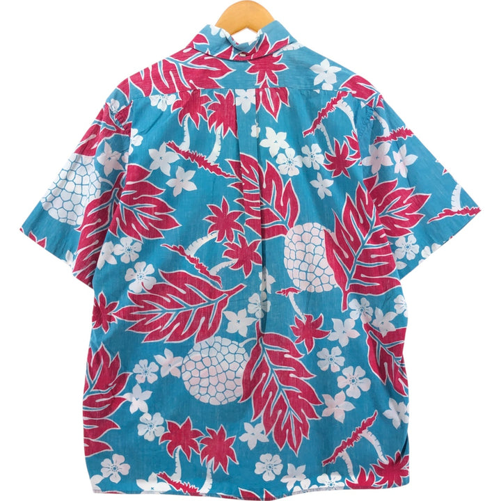 Reyn Spooner Phil Edwards All-over Botanical Pattern Button-down Hawaiian Aloha Shirt Box Shirt Men's Size L unclear Blue type light blue Vintage Second Hand