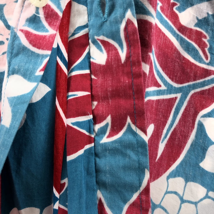 Reyn Spooner Phil Edwards All-over Botanical Pattern Button-down Hawaiian Aloha Shirt Box Shirt Men's Size L unclear Blue type light blue Vintage Second Hand