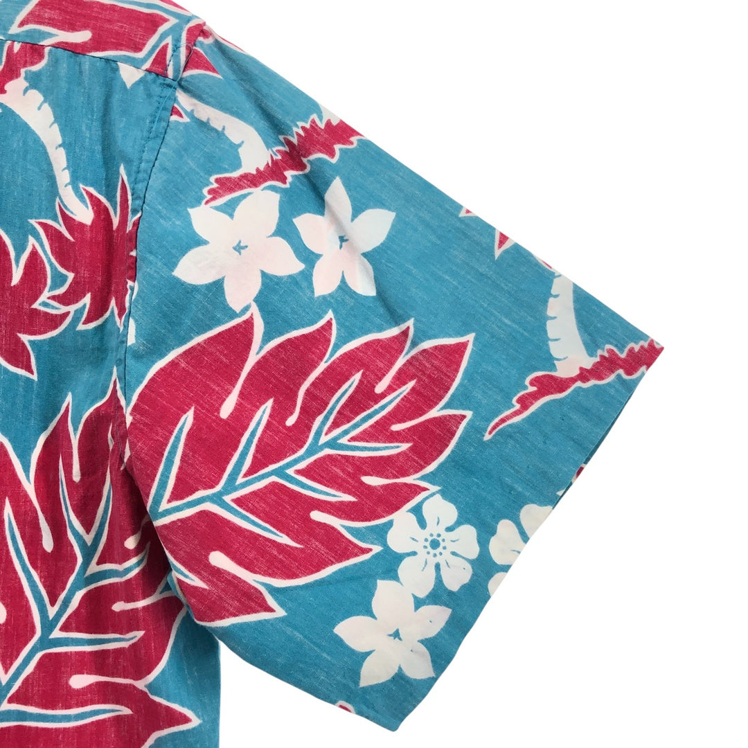 Reyn Spooner Phil Edwards All-over Botanical Pattern Button-down Hawaiian Aloha Shirt Box Shirt Men's Size L unclear Blue type light blue Vintage Second Hand