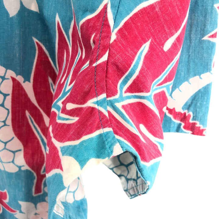 Reyn Spooner Phil Edwards All-over Botanical Pattern Button-down Hawaiian Aloha Shirt Box Shirt Men's Size L unclear Blue type light blue Vintage Second Hand
