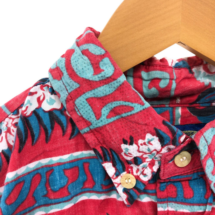Reyn Spooner Phil Edwards Hibiscus Pattern Pullover Button Down Hawaiian Aloha Shirt Box Shirt cotton red type Vintage Second Hand