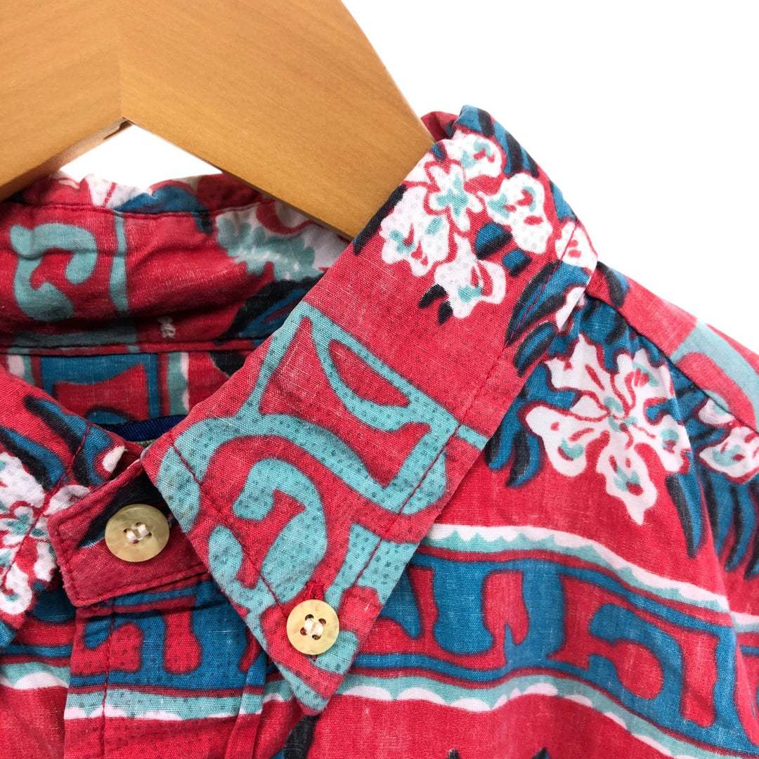 Reyn Spooner Phil Edwards Hibiscus Pattern Pullover Button Down Hawaiian Aloha Shirt Box Shirt cotton red type Vintage Second Hand