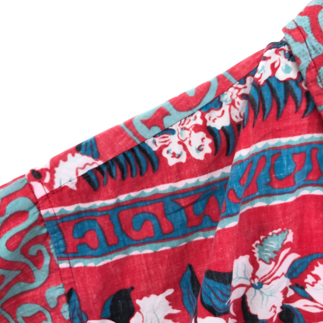 Reyn Spooner Phil Edwards Hibiscus Pattern Pullover Button Down Hawaiian Aloha Shirt Box Shirt cotton red type Vintage Second Hand