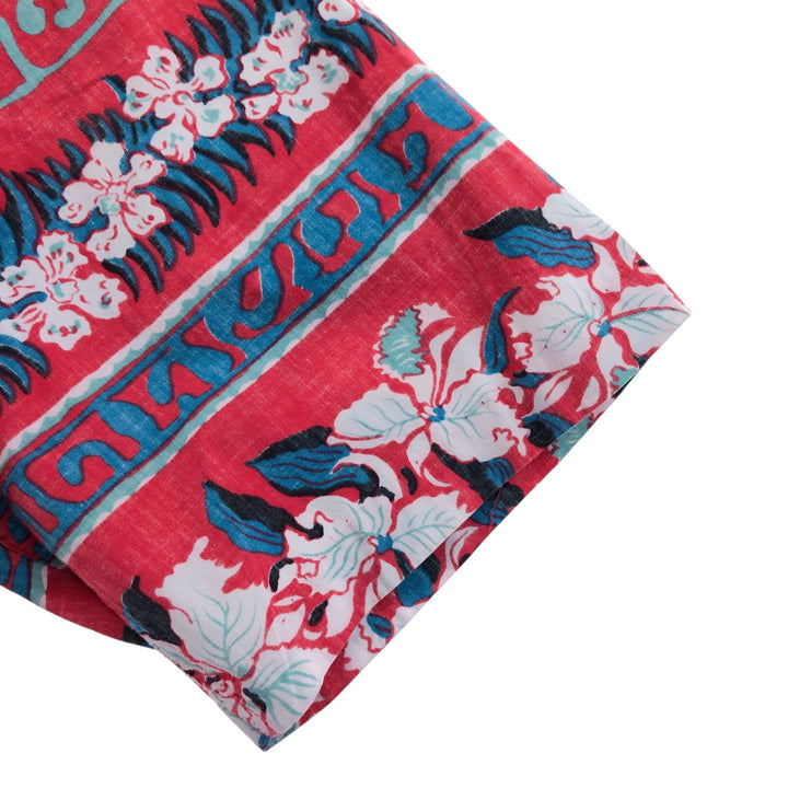 Reyn Spooner Phil Edwards Hibiscus Pattern Pullover Button Down Hawaiian Aloha Shirt Box Shirt cotton red type Vintage Second Hand