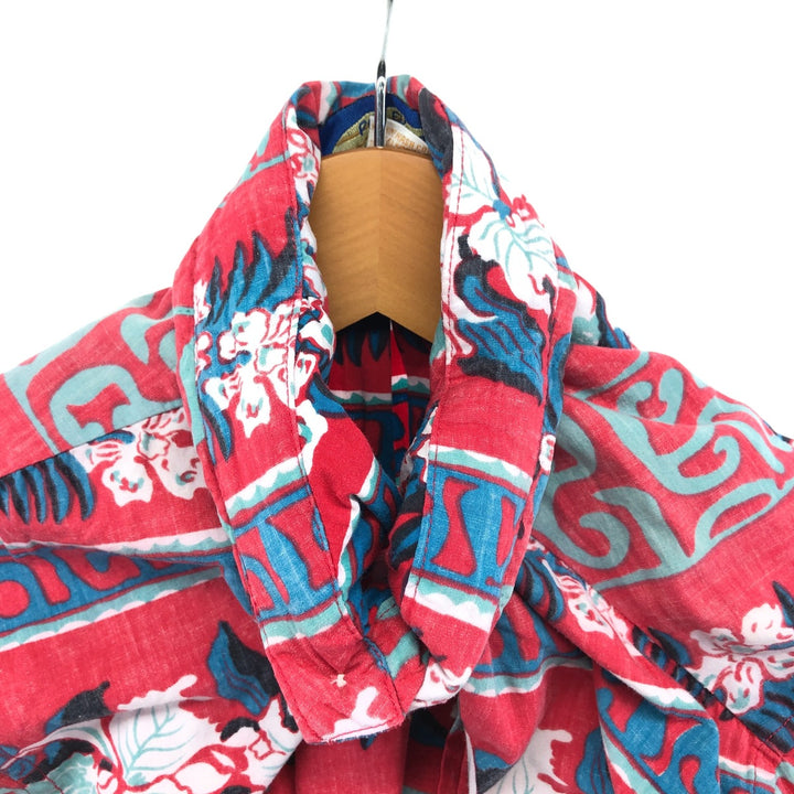 Reyn Spooner Phil Edwards Hibiscus Pattern Pullover Button Down Hawaiian Aloha Shirt Box Shirt cotton red type Vintage Second Hand