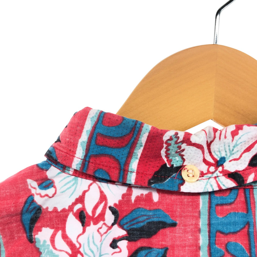 Reyn Spooner Phil Edwards Hibiscus Pattern Pullover Button Down Hawaiian Aloha Shirt Box Shirt cotton red type Vintage Second Hand