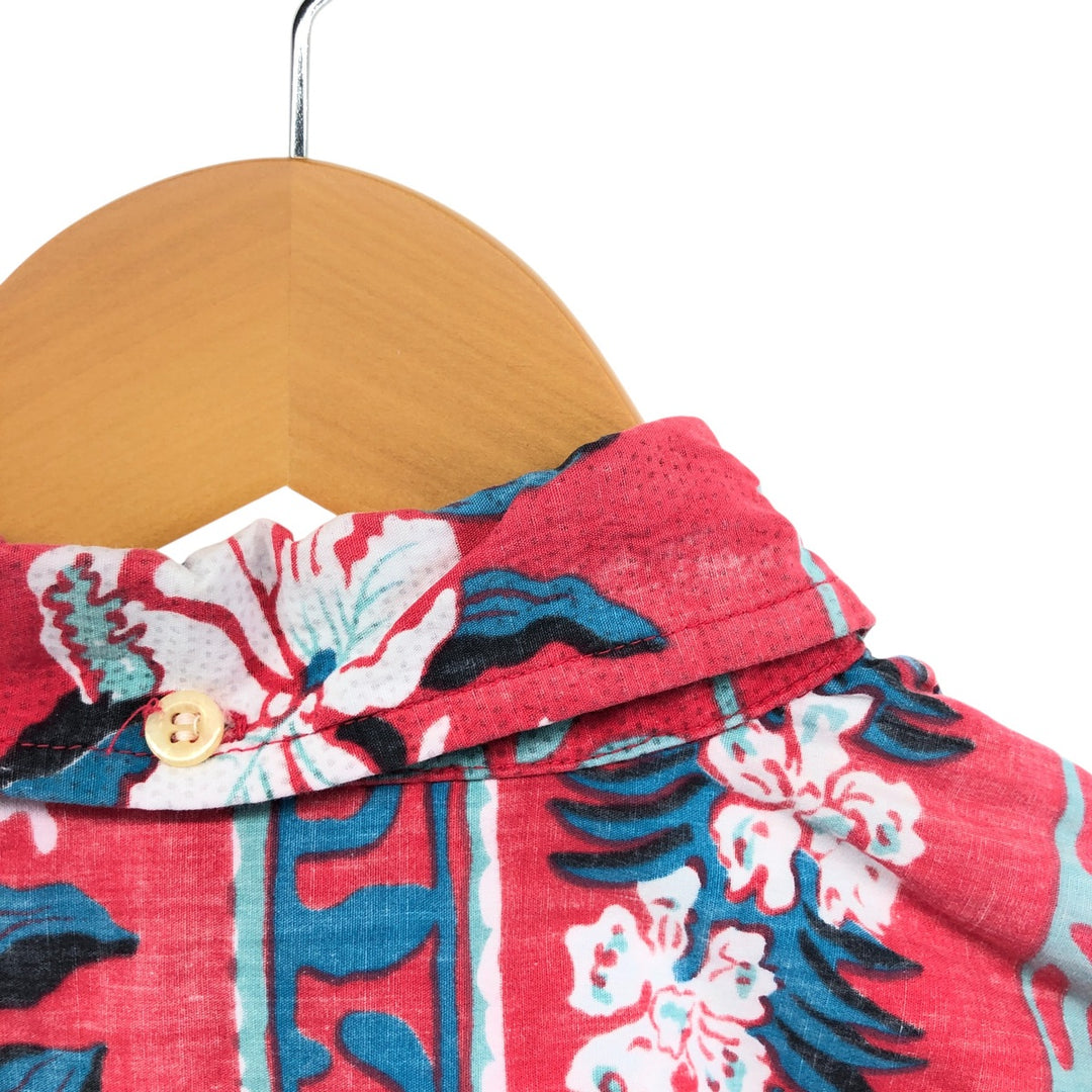 Reyn Spooner Phil Edwards Hibiscus Pattern Pullover Button Down Hawaiian Aloha Shirt Box Shirt cotton red type Vintage Second Hand