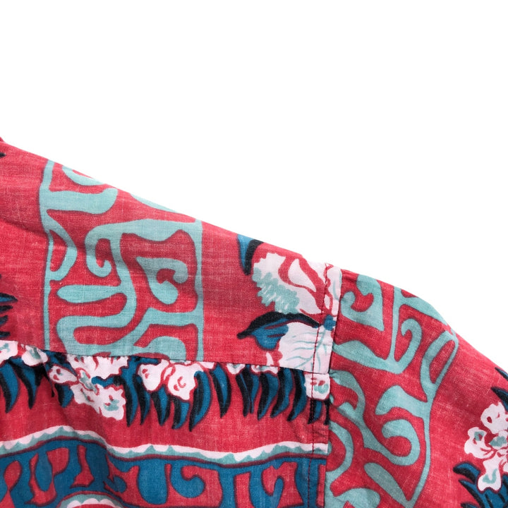 Reyn Spooner Phil Edwards Hibiscus Pattern Pullover Button Down Hawaiian Aloha Shirt Box Shirt cotton red type Vintage Second Hand