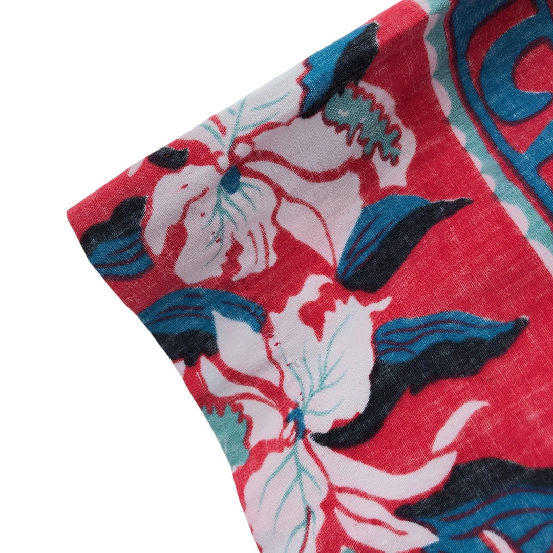 Reyn Spooner Phil Edwards Hibiscus Pattern Pullover Button Down Hawaiian Aloha Shirt Box Shirt cotton red type Vintage Second Hand