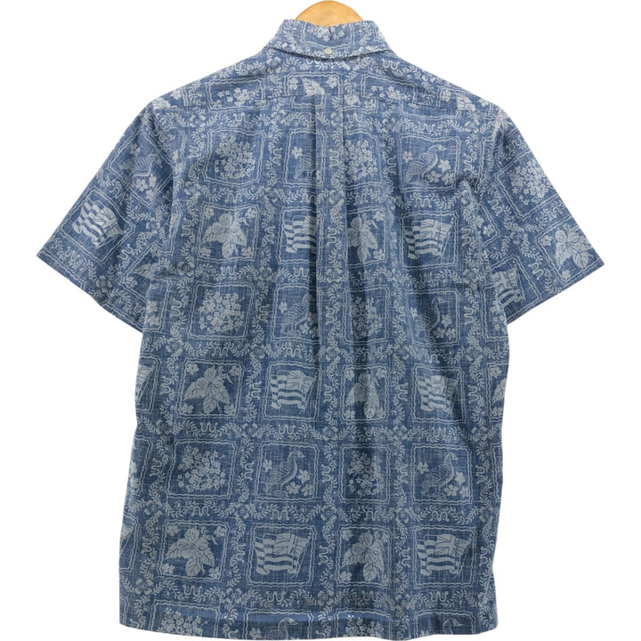 80'S Reyn Spooner Gold Tag All-Over Print Pullover Button-Down Hawaiian Aloha Shirt Men's S Size Vintage cotton Blue type light blue Vintage Second Hand