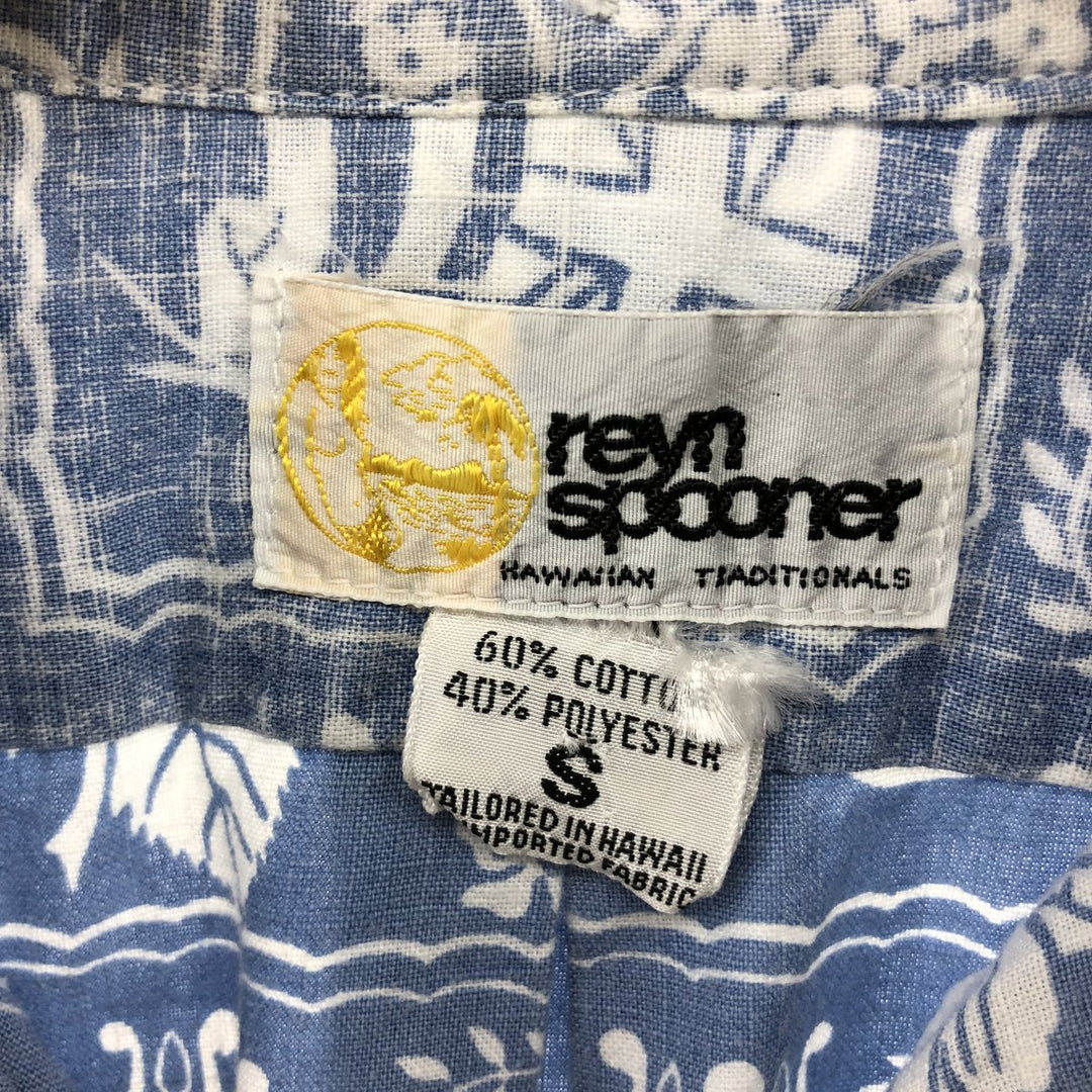 80'S Reyn Spooner Gold Tag All-Over Print Pullover Button-Down Hawaiian Aloha Shirt Men's S Size Vintage cotton Blue type light blue Vintage Second Hand