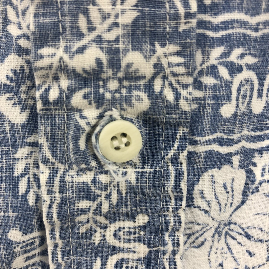 80'S Reyn Spooner Gold Tag All-Over Print Pullover Button-Down Hawaiian Aloha Shirt Men's S Size Vintage cotton Blue type light blue Vintage Second Hand
