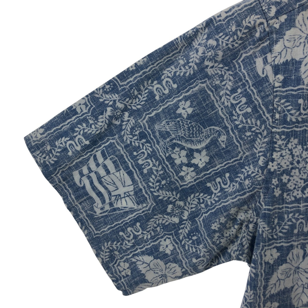 80'S Reyn Spooner Gold Tag All-Over Print Pullover Button-Down Hawaiian Aloha Shirt Men's S Size Vintage cotton Blue type light blue Vintage Second Hand