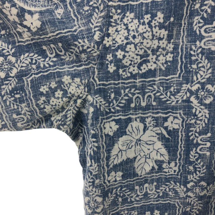 80'S Reyn Spooner Gold Tag All-Over Print Pullover Button-Down Hawaiian Aloha Shirt Men's S Size Vintage cotton Blue type light blue Vintage Second Hand